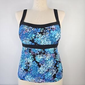 Beach Belle Swimsuits For All Tankini Top Built-In Bra Floral Swim Size 12